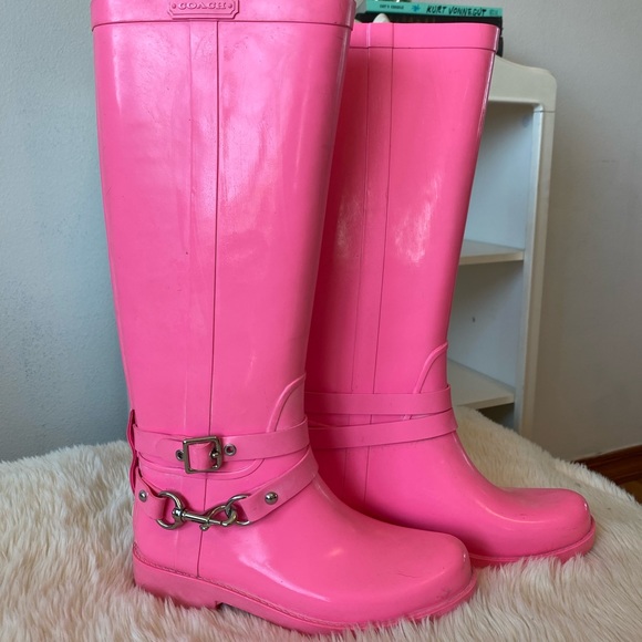 Shoes - Coach Rain Boots Size 5 Pink
